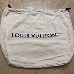 LOUIS VUITTON large drawstring DUST BAG 24”x16”  Bottom and rear small  stains