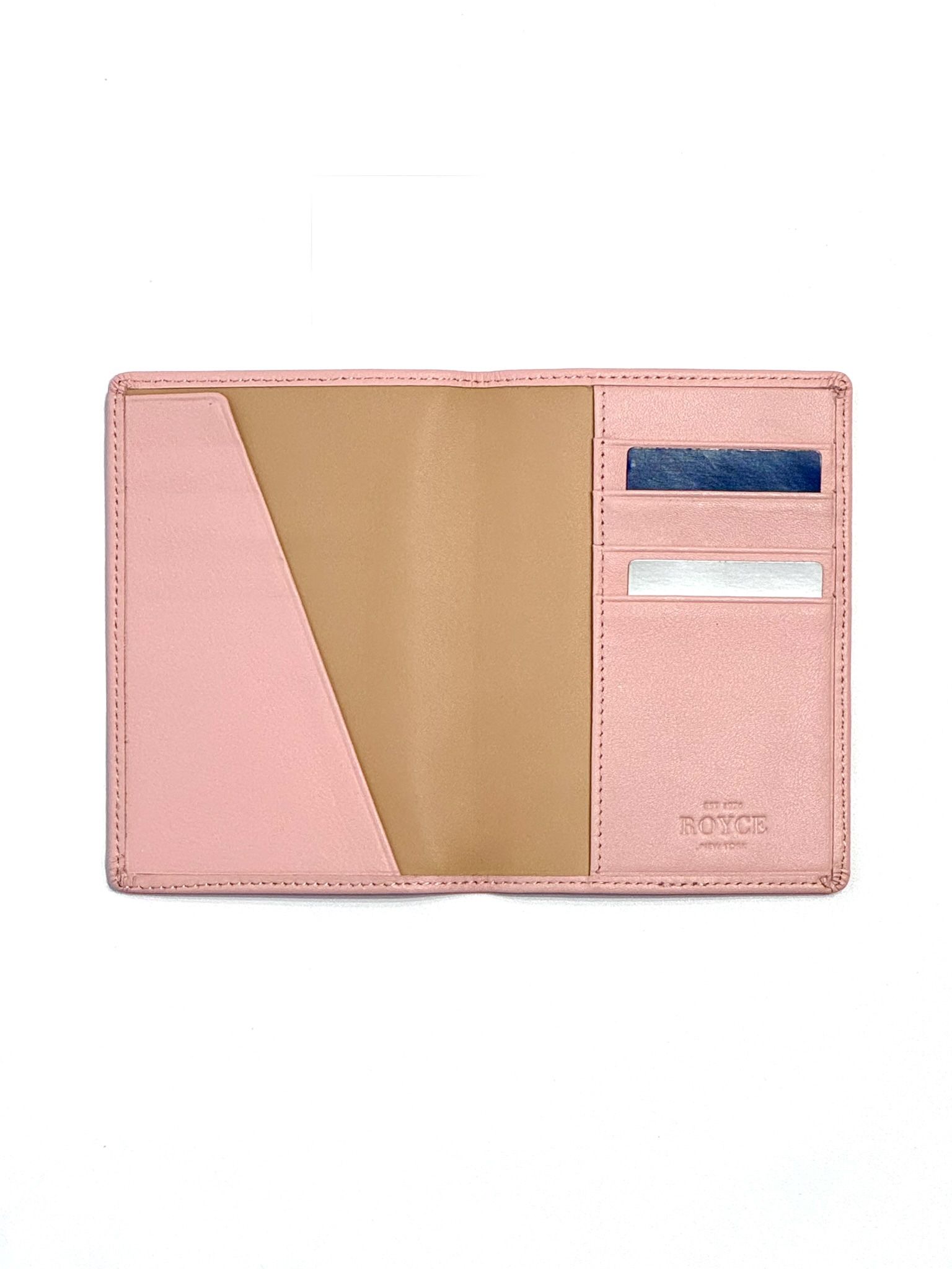 NEW ROYCE RFID Blocking Passport Holder Case Travel Wallet Genuine Leather Pink