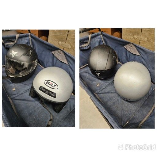 Vega and Bilt Motorcycle Helmits, Black and Silver