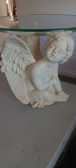 Ceramic Angel centerpiece with glass black