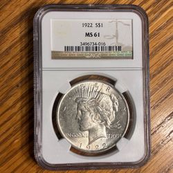 1922 Silver Peace Dollar.  MINT !