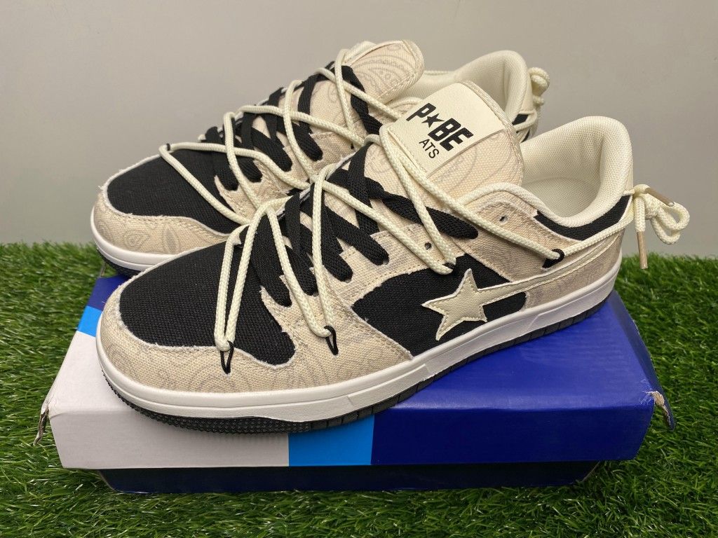 OFF WHITE BAPE DUNK LACES BEIGE WHITE BLACK NEW SNEAKERS SHOES SIZE 9.5 10 43 44 A5