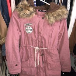 Z&I pink fur winter coat size small 