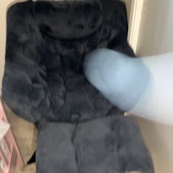 Plush Blue Sofa Chair With Foot Rest 