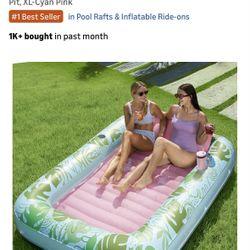 SLOOSH Inflatable Tanning Pool Lounger Float, 85" × 57" XL Pool Floats Adult W/Pillow NEW MULTIPLES 
