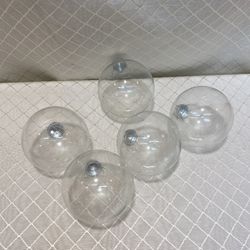 5 Clear Glass Ball Christmas Ornaments DIY Craft 4 Inches