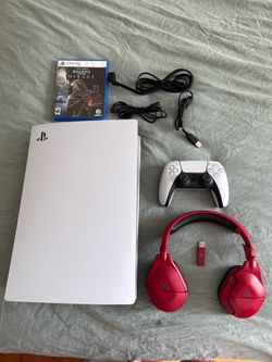 PS5 with Remote & Beach Turtle Headphones