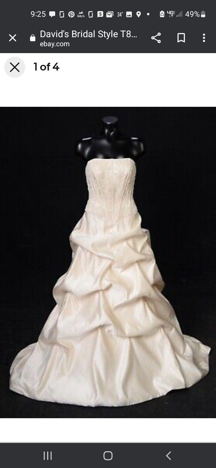 David's Bridal Wedding Dress Light Gold Size 4