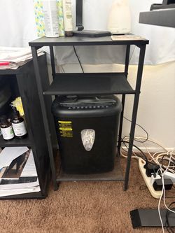 Black Office printer stand with 2 shelves