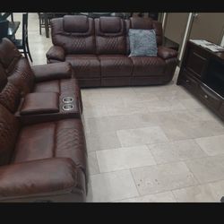 *Weekend Special!!!*---Attractive Santiago Brown Leather Reclining Sofa/Loveseat Sets---Now $1099!!!---Delivery And Financing🤭