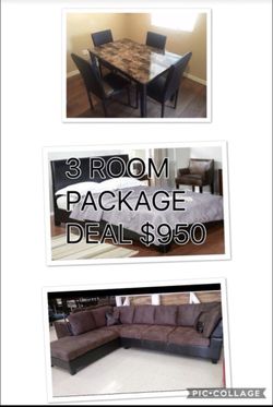 3 ROOM ECONOMICAL PACKAGE DEAL WITH FREE QUEEN SIZE MATTRESS
