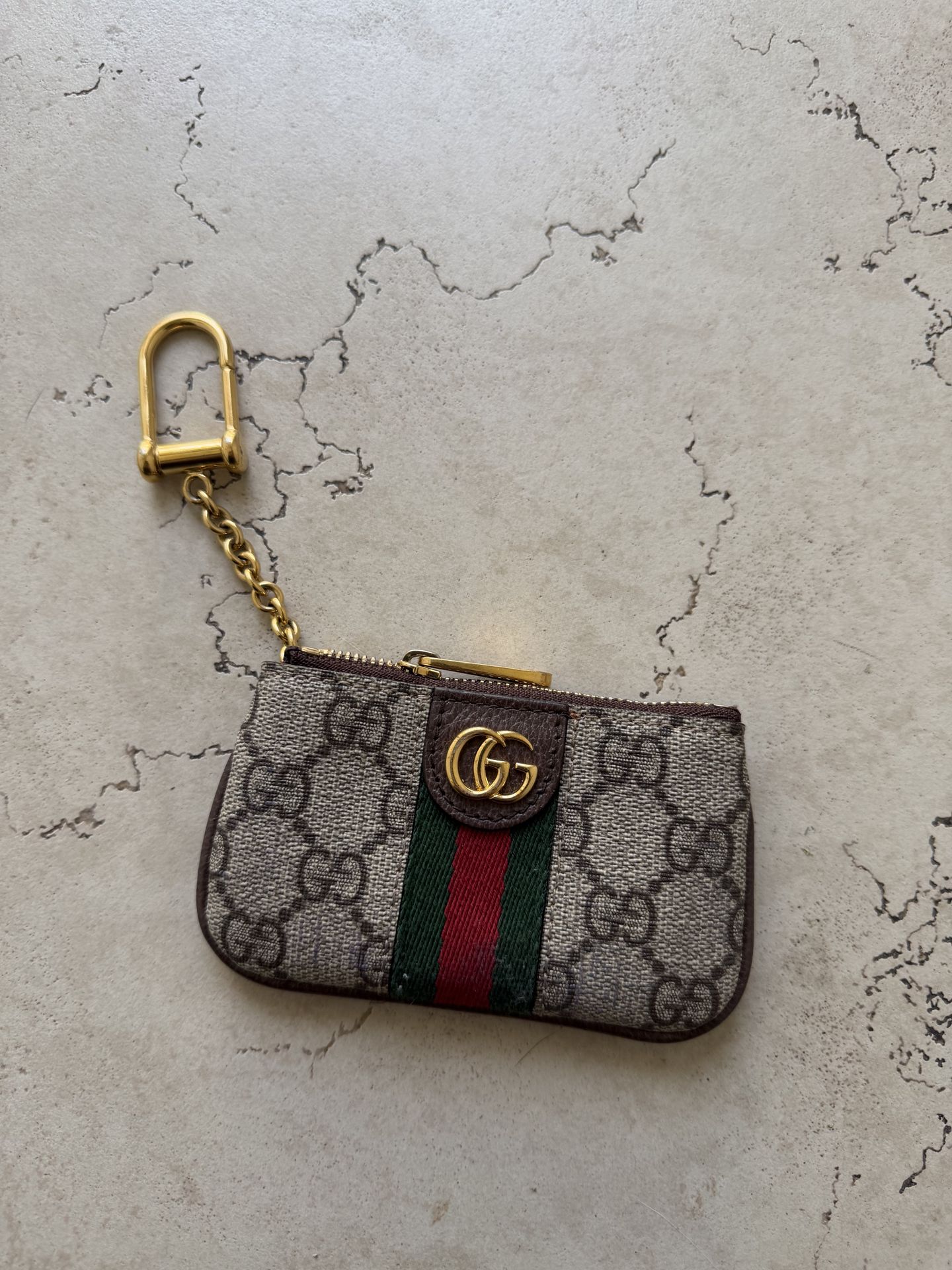 Gucci Ophidia Key Case in beige and ebony