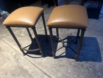 Bronze stools - camel color leather Cushion (3) $100 barely used