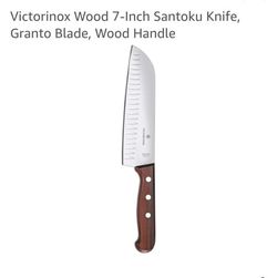 Victorinox Wood 7-Inch Santoku Knife, Granto Blade, Wood Handle