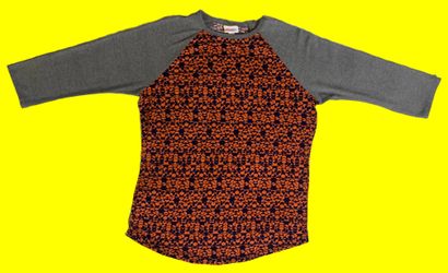 LuLaRoe Randy Medium Orange Gray Geometric Baseball Tee