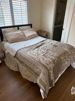 Full Size Rattan Bed Frame & Green Tea Mattress *WILL DELIVER SAME DAY*
