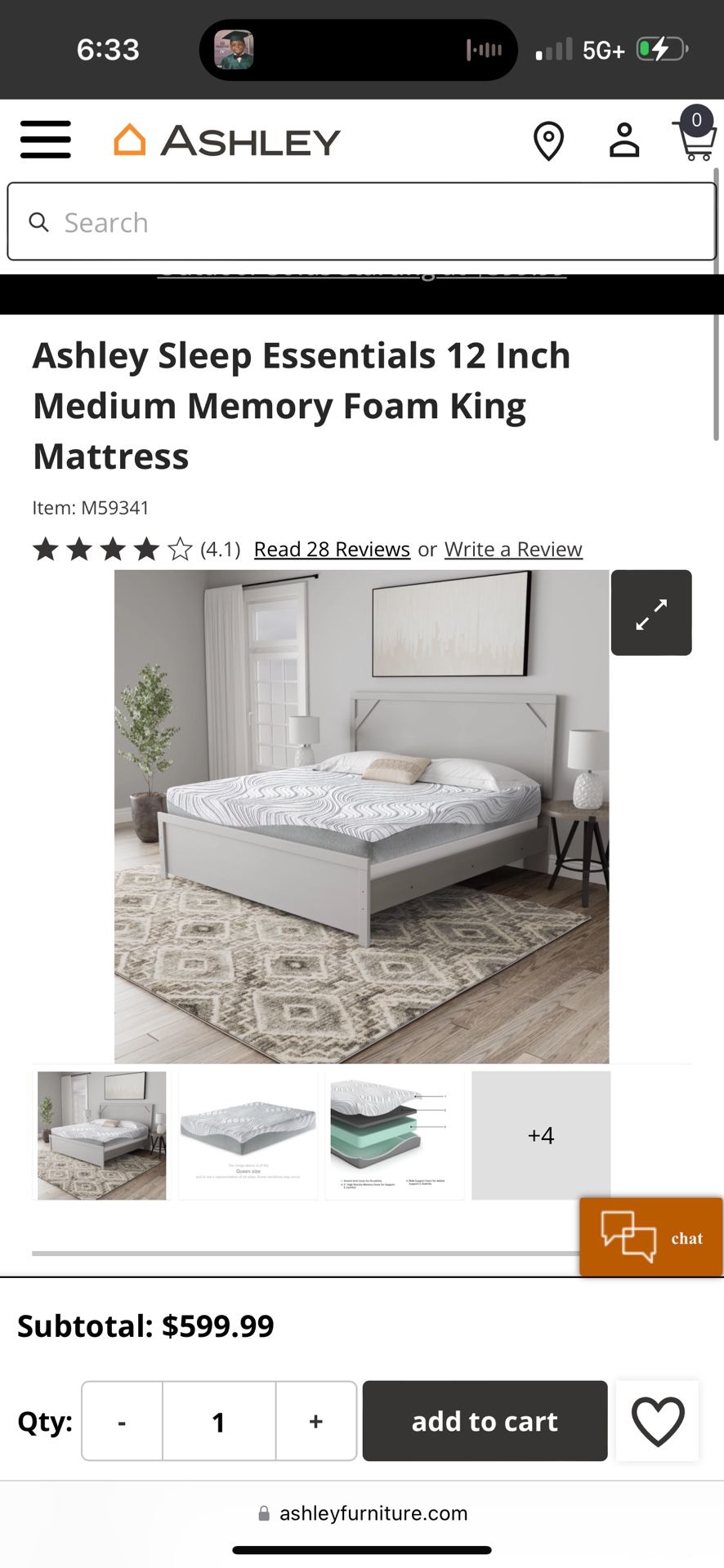 Ashley Sierra Sleep King Memory Foam Gel Mattress 