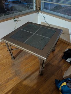 Metal and Stone Tile Table
