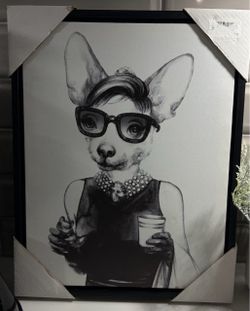 Breakfast At Tiffany’s Boogie Pearls Sunglasses Fancy Dog Canvas Wall Art Decoration