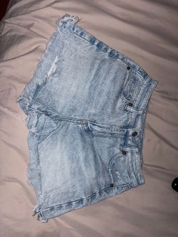 Light Wash Distressed Denim Cutoff Shorts