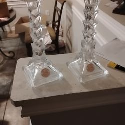 Lead Crystal Candlesticks Palm Trees