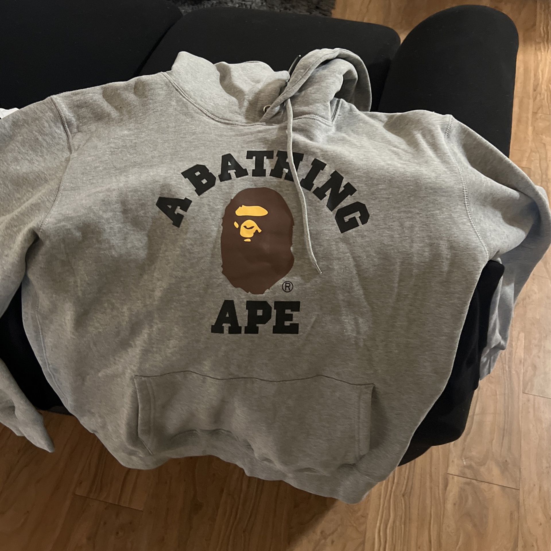 L Gray Bape Pull Over Hoodie 