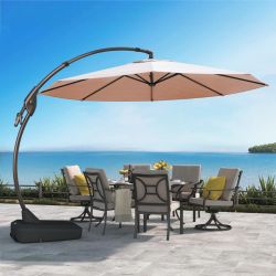 12FT Outdoor Offset Umbrella Large Round Aluminum Cantilever Umbrella for Garden Deck Poolside