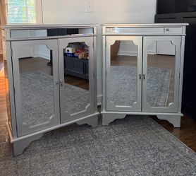Mirrored Cabinet Nightstand Set of 2