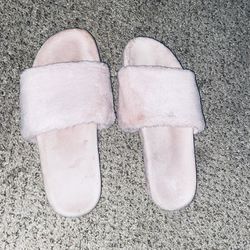 Light Pink Velvet/Fur Slides