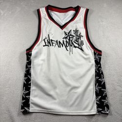 Vintage Famous Stars Straps Style Infamous Men’s L White Y2K Jersey Skate #2439