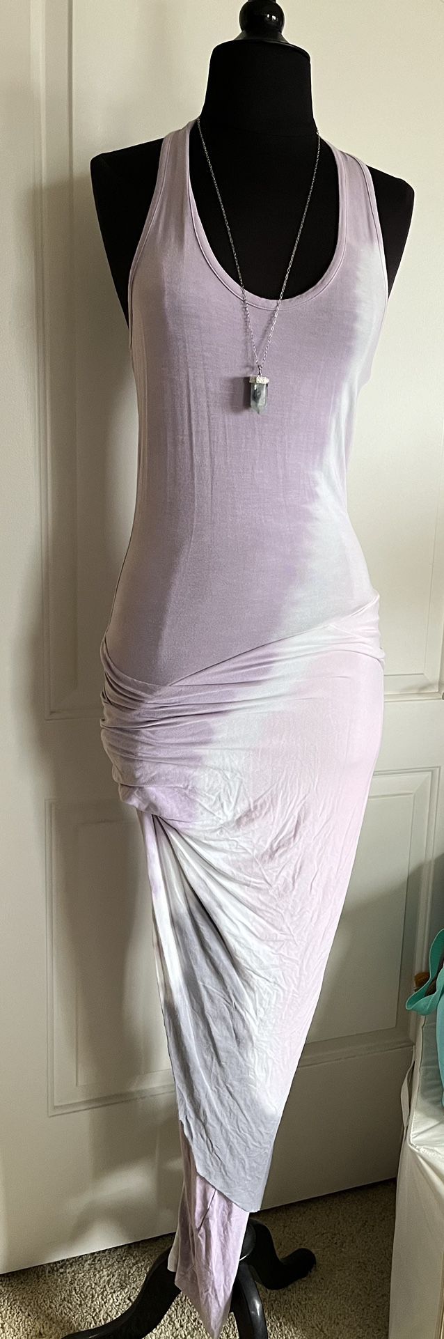 Young Fabulous & Broke Dress (XS) Lavender Tie Dye Ruched Draping Maxi Mermaid