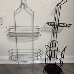 Shower caddy $8 & toilet paper holder $8 in like new condition use for a guest bathroom