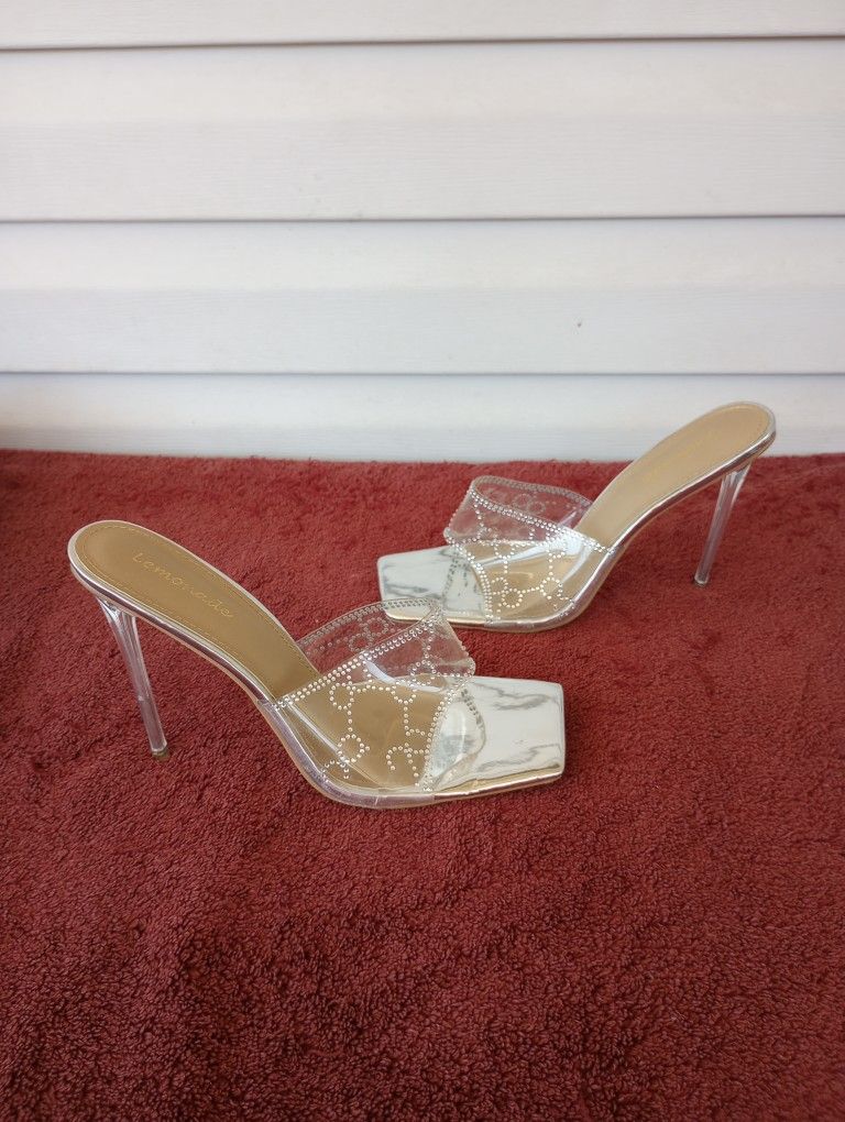 Lemonade Clear Bing Out High Heel Mules SZ 8.5