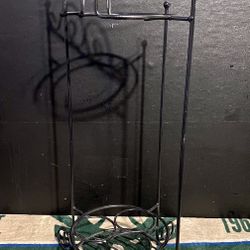 Three Bottle Metal Bottle and Glass Rack.