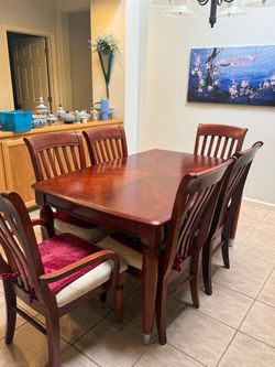 Wood Dining Table with 6 Chairs