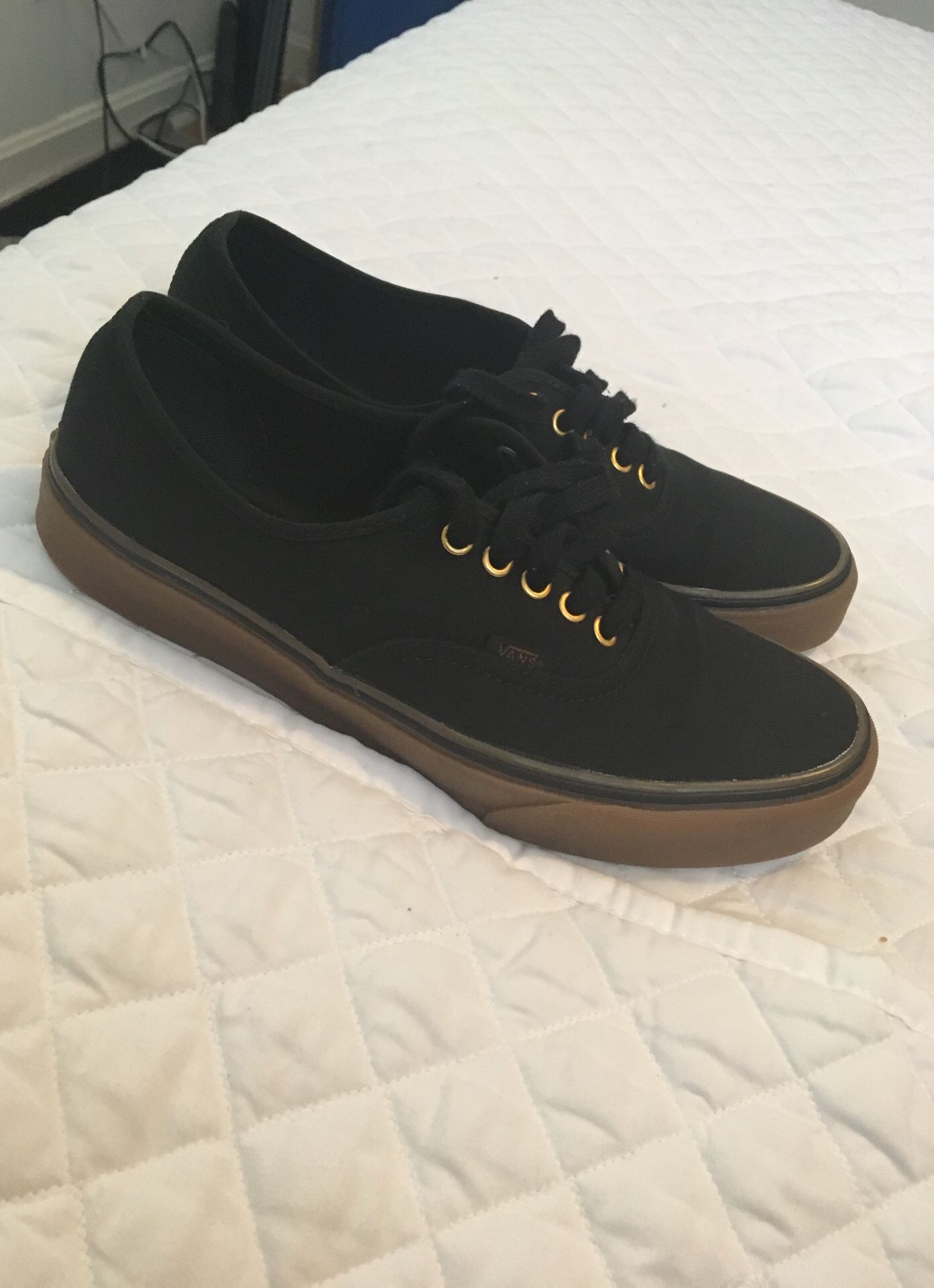 Black and Gold Gum Authentic Vans