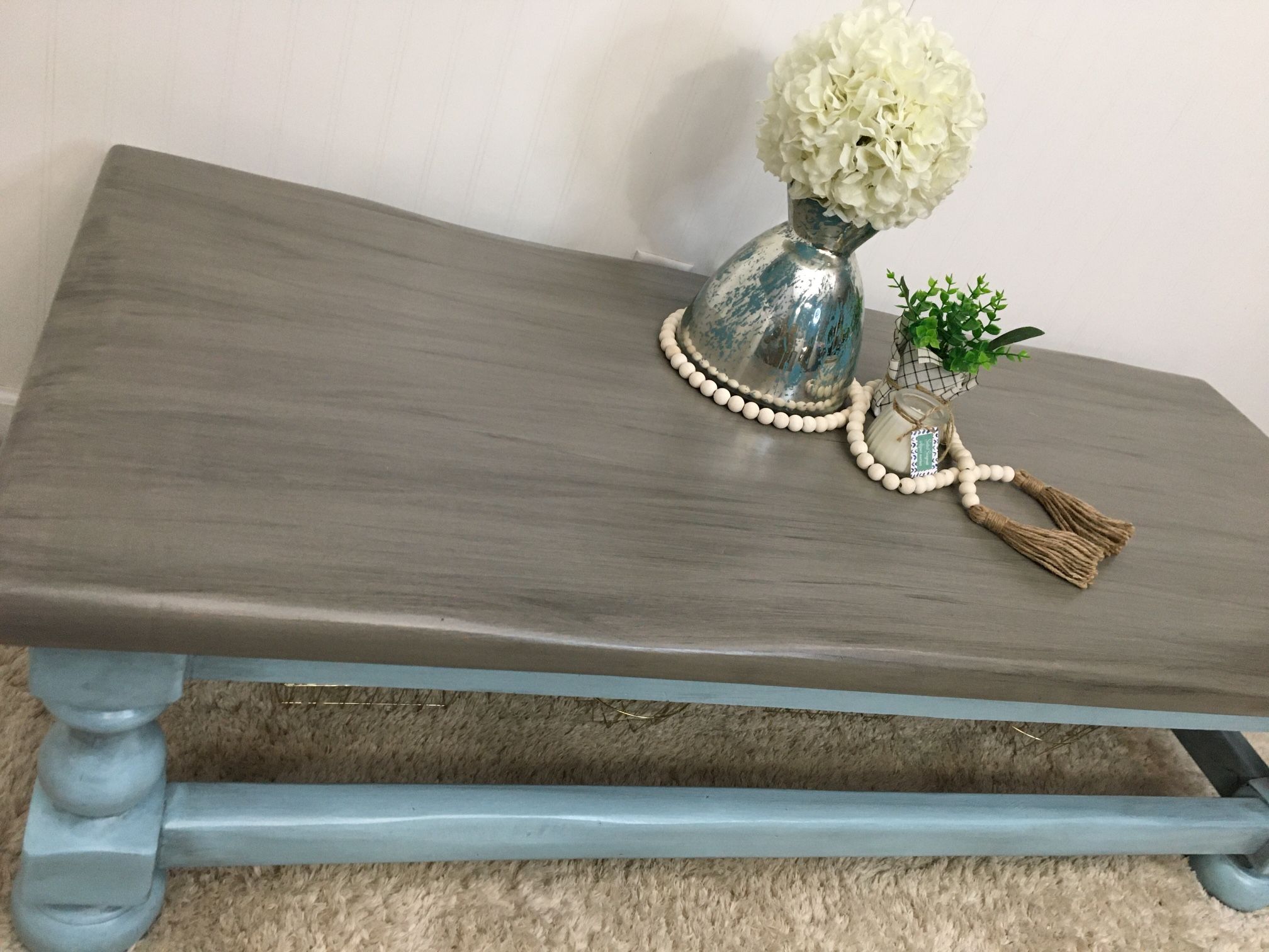 Blue Weathered/Antiqued Gray Farmhouse Coffee Table