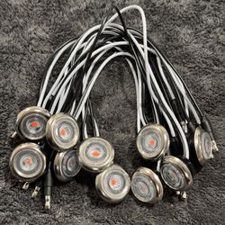 10pcs 3/4'' LED Light, Clear Lens, Amber LED, Chrome Bezel     A2)