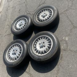 4 - 195/60r14 4x100 4x3.94 Stock Bmw Civic Rims Wheels Tires Good 80% Treads !!!