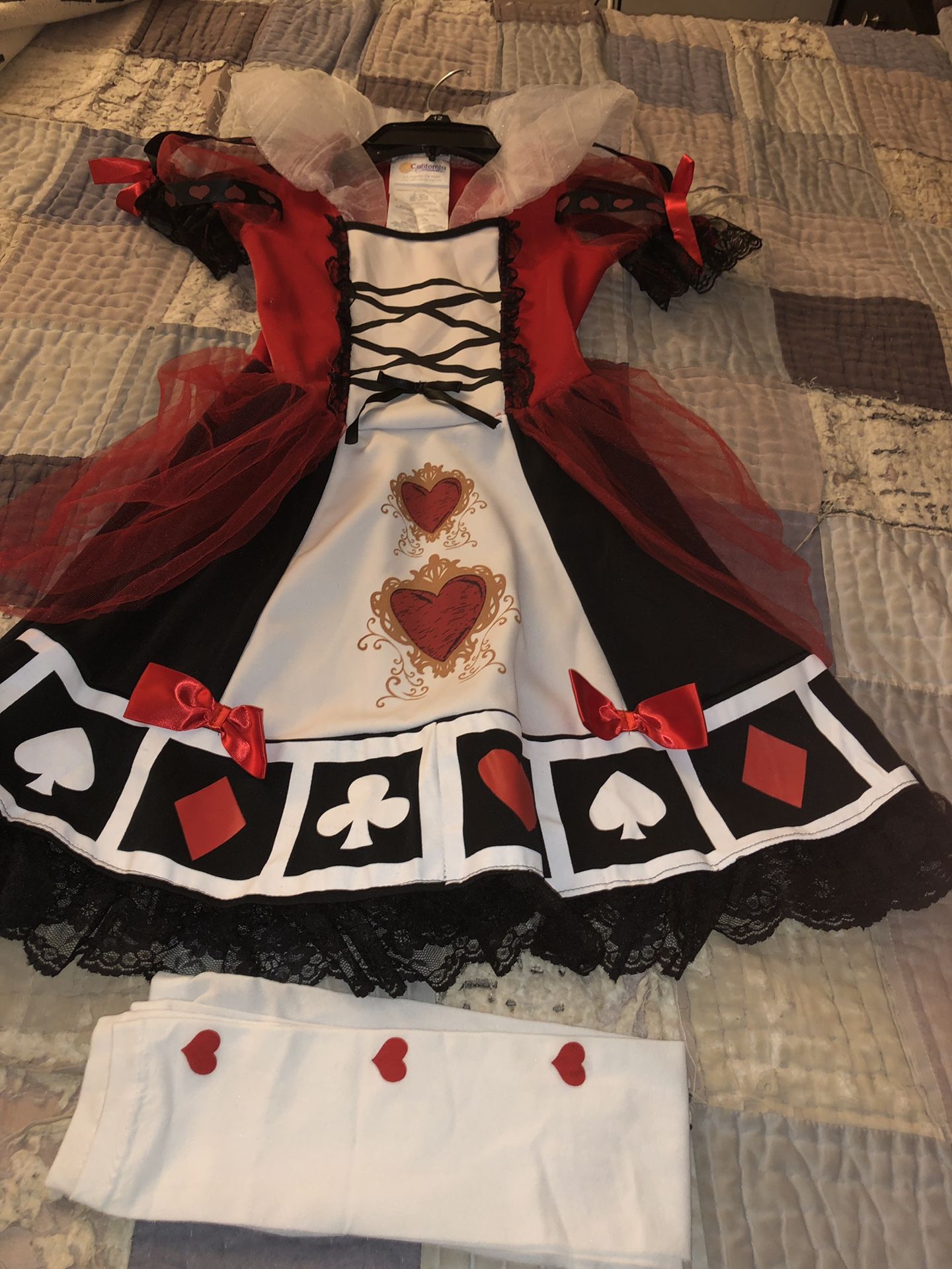 Queen of Hearts Costume with footless heart tights