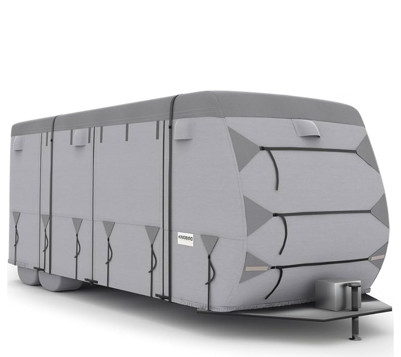 Heavy Duty 600D Top Travel Trailer Camper RV Cover, Fits 30-33FT Motorhome for Winter Snow, Anti-UV, Breathable,Rip-Resistant, Waterproof with 6 Gutte