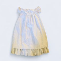white linen and lace christening gown