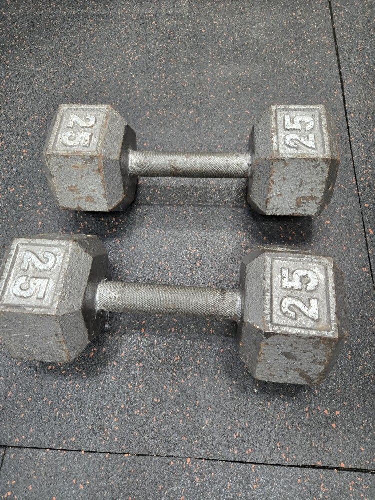 25lb hex barbell pair
