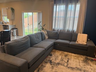 Large Gray Fabric Sectional Sofa