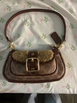 Coach Signature Shearling Flap Shoulder Bag