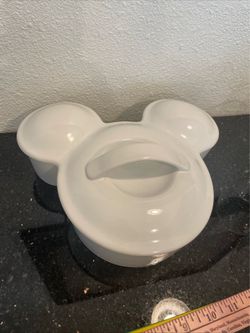 Disney Parks Exclusive White Porcelain Mickey Mouse Lidded Casserole Dish
