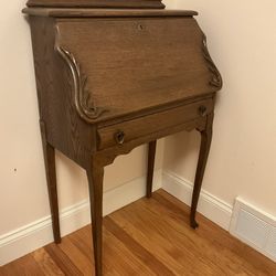 Antique 1910 Quarter Sawn Oak Drop Front Writing Desk