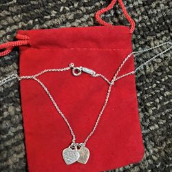 Tiffany double heart Charm necklace (925)