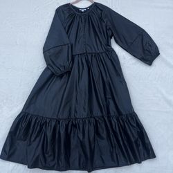 Chico's black faux leather midi dress size 8 