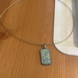 Handmade dichroic fused glass and sterling silver pendant necklace